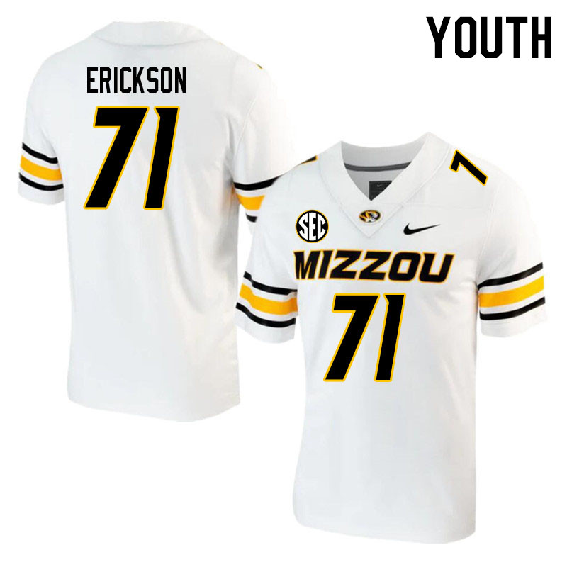Youth #71 Valen Erickson Missouri Tigers College 2023 Football Stitched Jerseys Sale-White